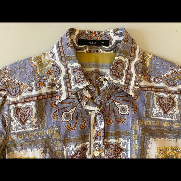 Etro small 38 button down top geometric multicolor - Picture 3 of 10